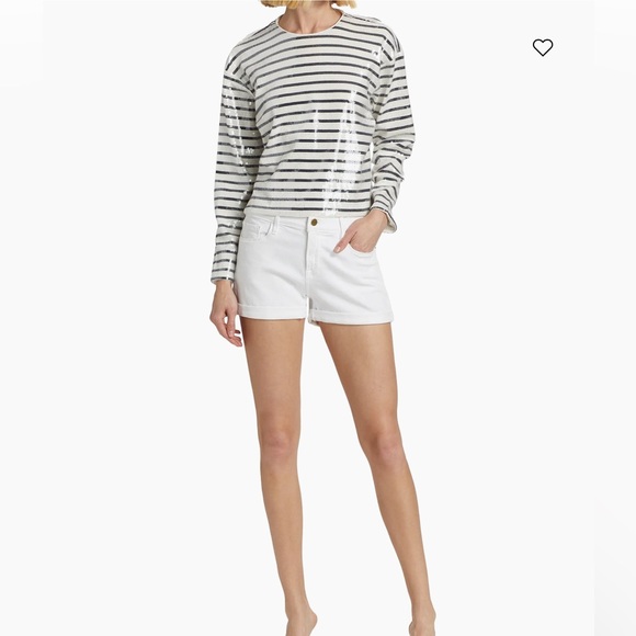 NWT FRAME Sequined striped organic cotton Top XS $398 - Picture 5 of 16